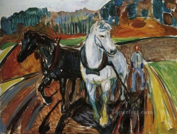 Edvard Munch Painting - equipo de caballos 1919 Edvard Munch